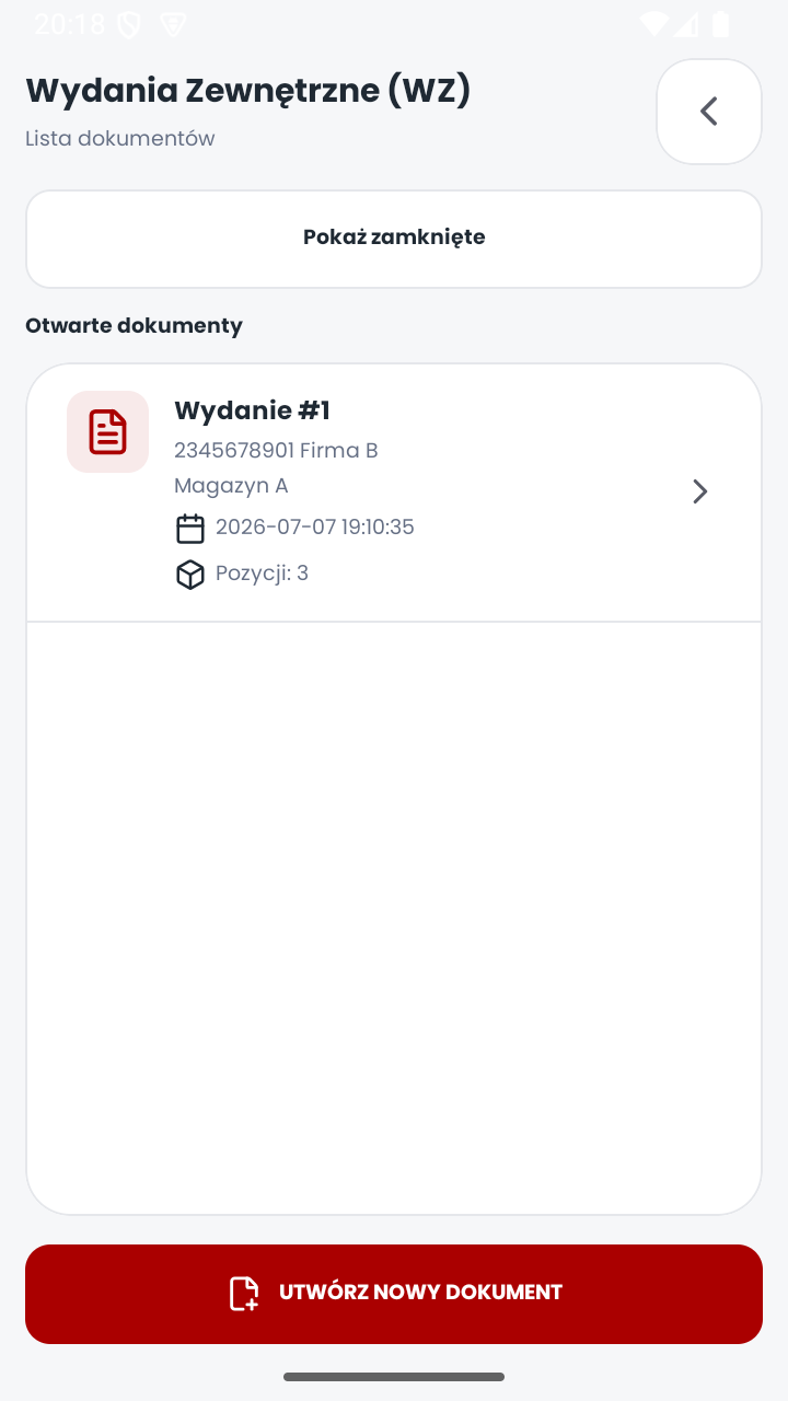 Lista dokumentów wydań zewnętrznych