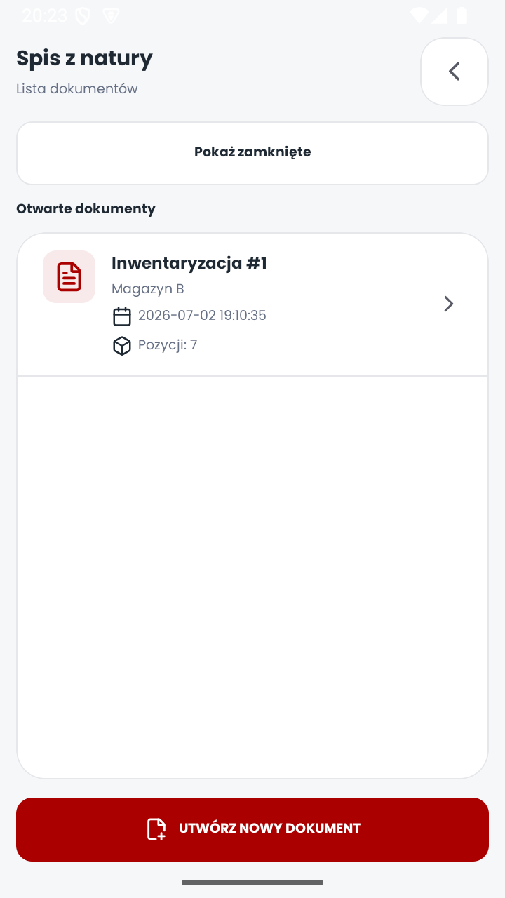 Lista dokumentów spisu z natury