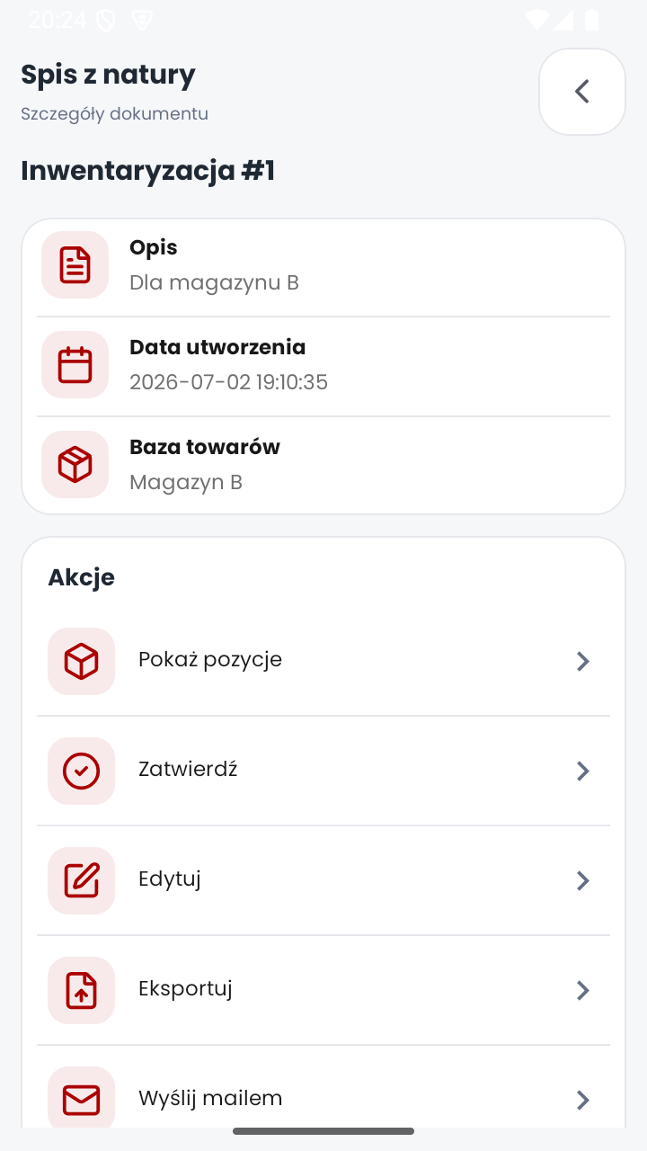 Szczegóły dokumentu spisu z natury