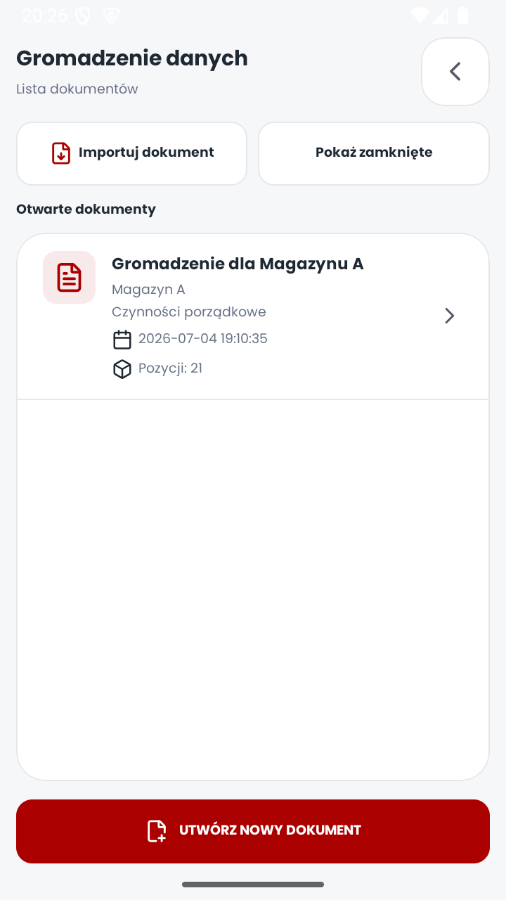 Lista dokumentów gromadzenia danych