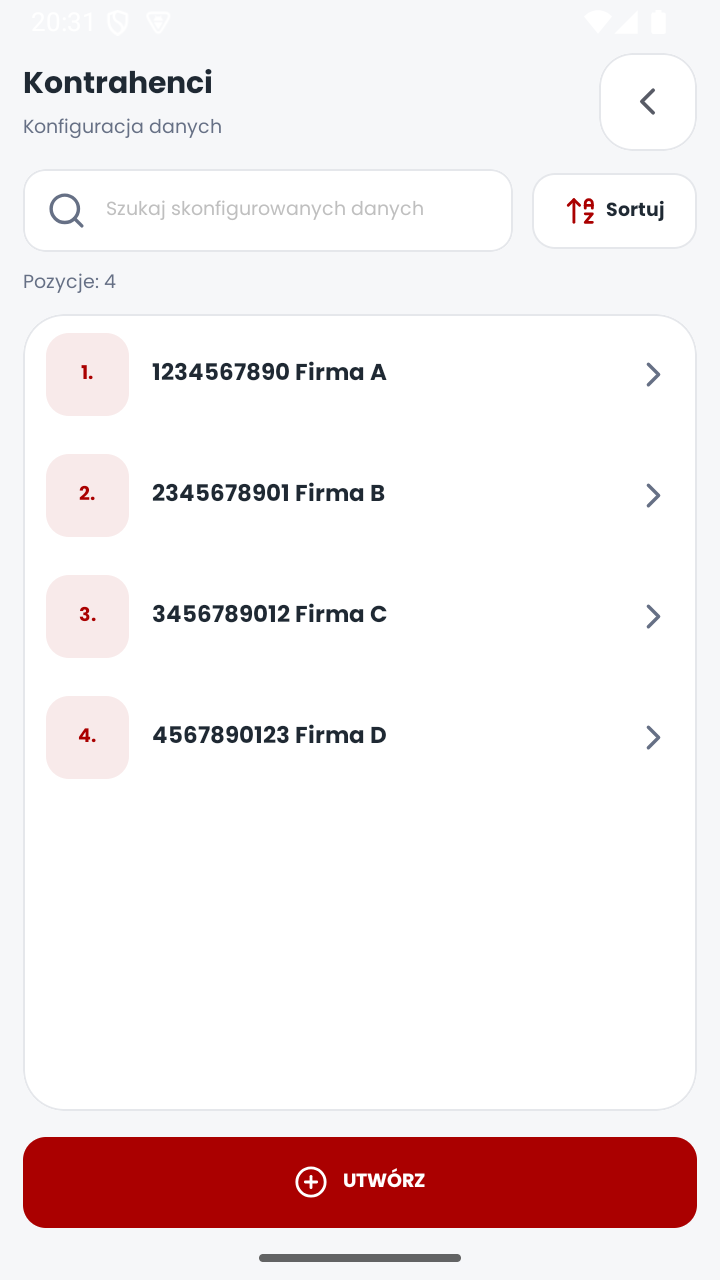 Lista kontrahentów