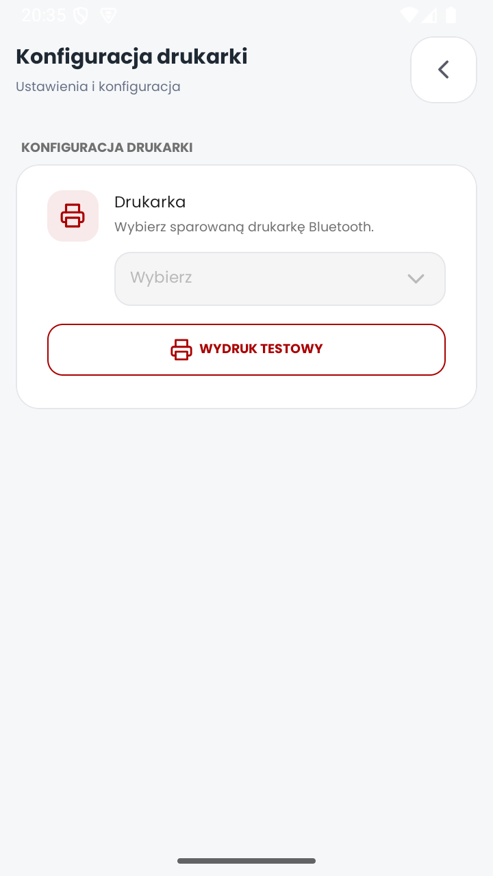 Ekran konfiguracji drukarki