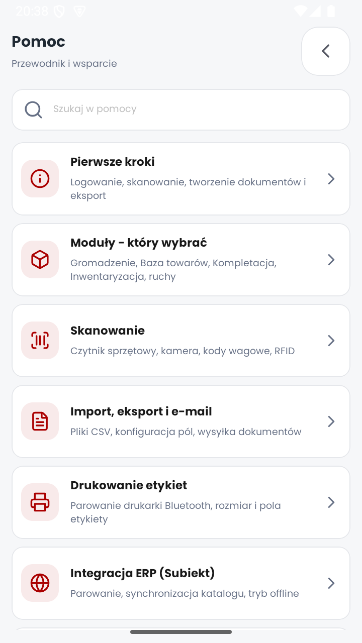 Centrum pomocy z listą tematów